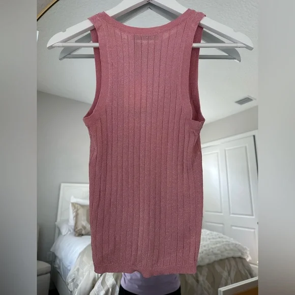 Zara Pink Ribbed Tank Top - Picture 2 of 8